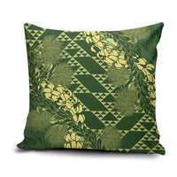 Green Aloha Hawaii Pillow Cover Hawaiian Kakau Ohia Lehua Lei - Polynesian Pride