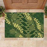 Green Aloha Hawaii Rubber Doormat Hawaiian Kakau Ohia Lehua Lei - Polynesian Pride