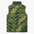 Green Aloha Hawaii Sleeveless Puffer Jacket Hawaiian Kakau Ohia Lehua Lei - Polynesian Pride