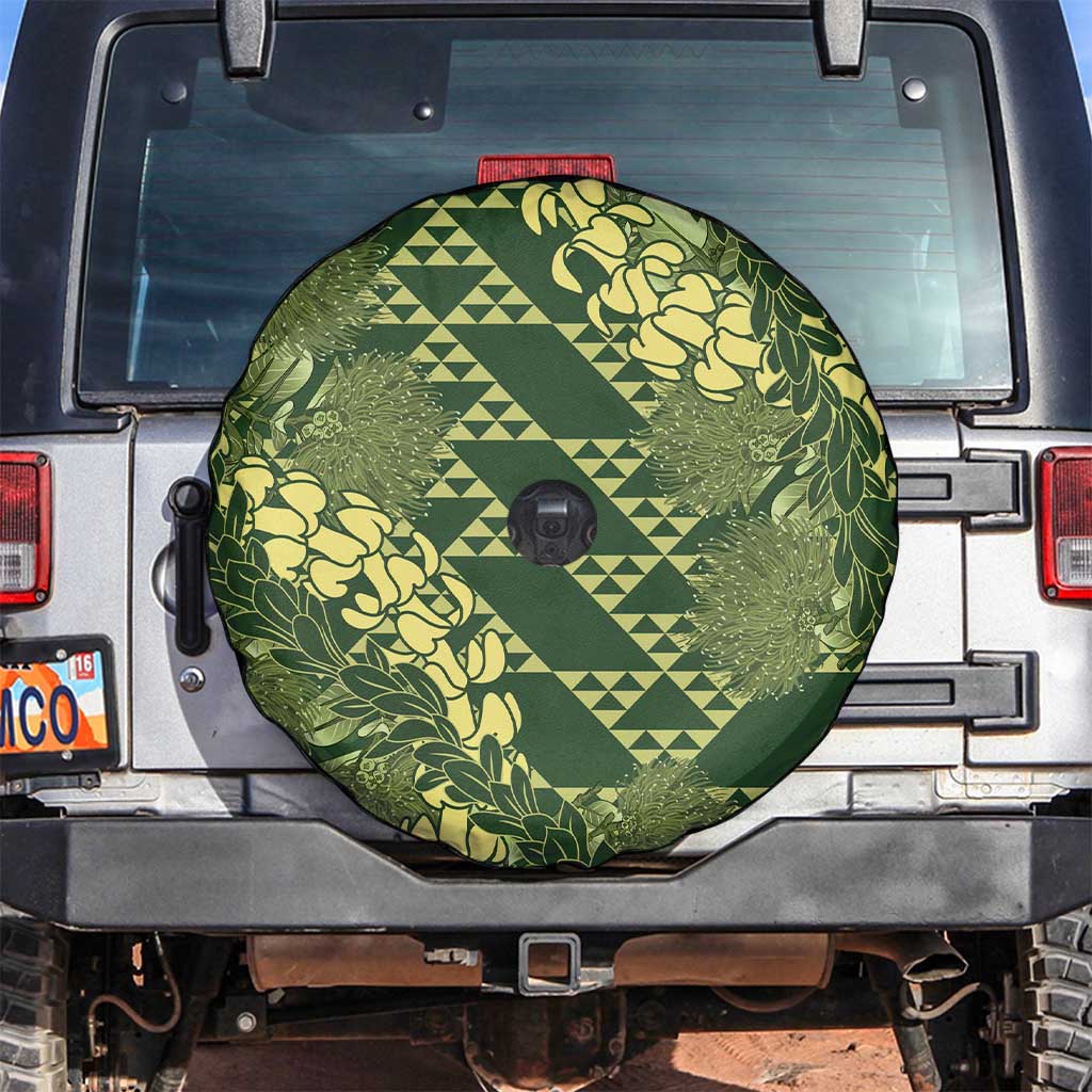 Green Aloha Hawaii Spare Tire Cover Hawaiian Kakau Ohia Lehua Lei - Polynesian Pride