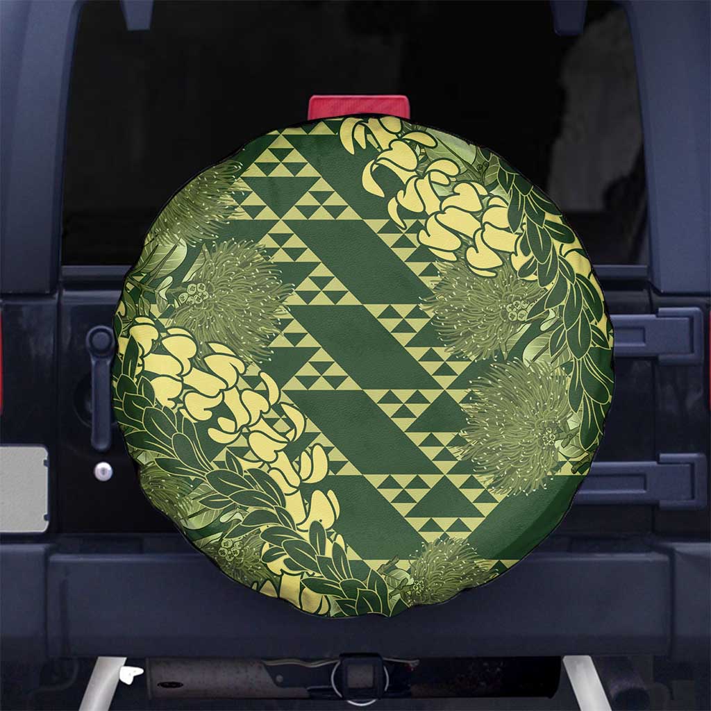 Green Aloha Hawaii Spare Tire Cover Hawaiian Kakau Ohia Lehua Lei - Polynesian Pride