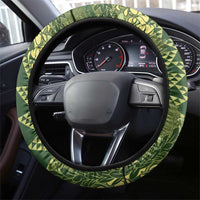 Green Aloha Hawaii Steering Wheel Cover Hawaiian Kakau Ohia Lehua Lei - Polynesian Pride