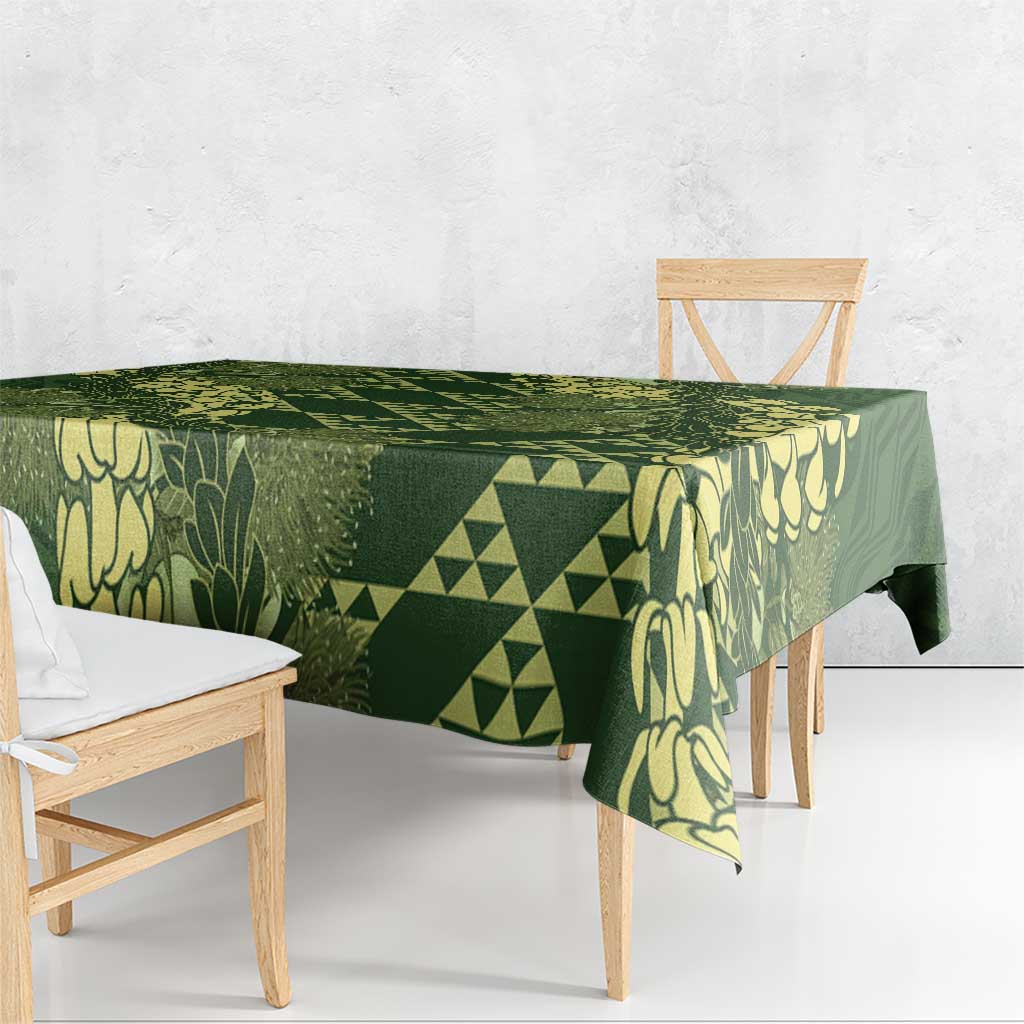 Green Aloha Hawaii Tablecloth Hawaiian Kakau Ohia Lehua Lei - Polynesian Pride