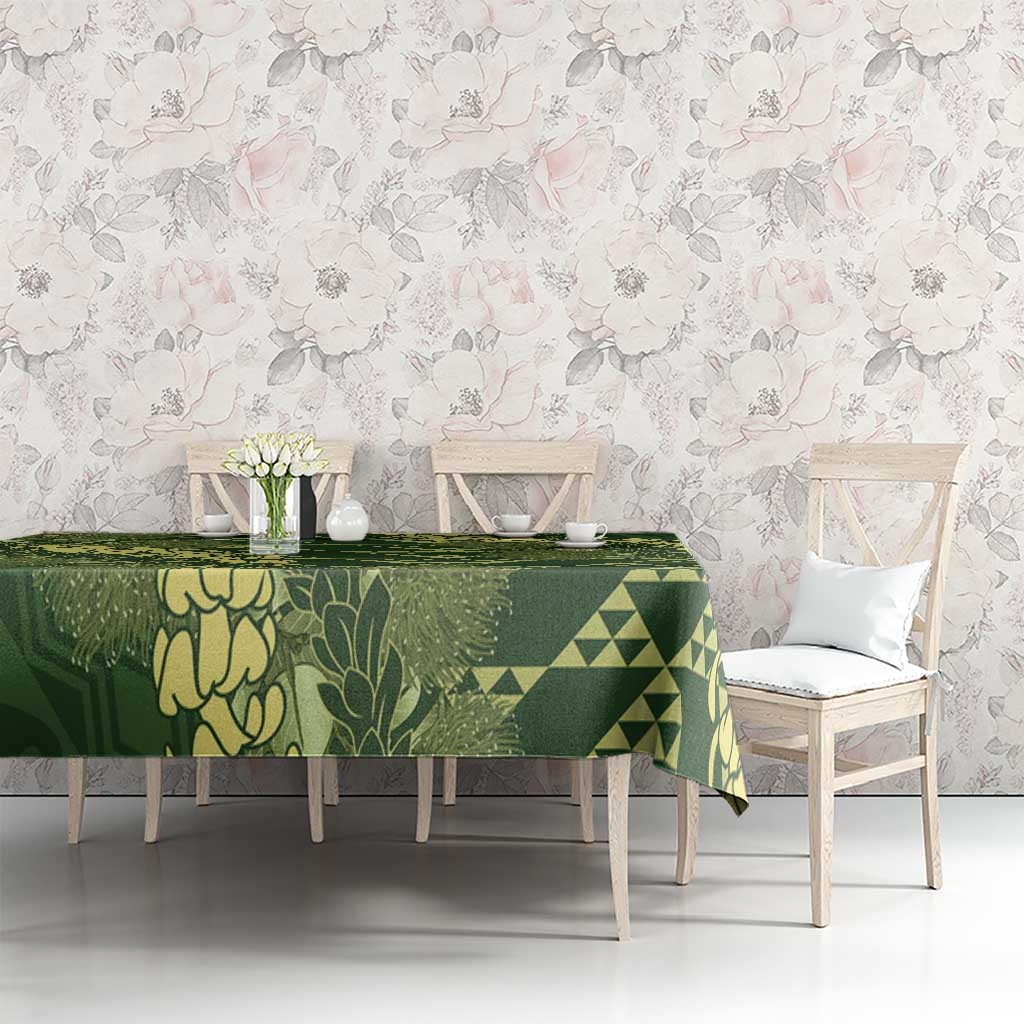 Green Aloha Hawaii Tablecloth Hawaiian Kakau Ohia Lehua Lei - Polynesian Pride