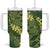 Green Aloha Hawaii Tumbler With Handle Hawaiian Kakau Ohia Lehua Lei - Polynesian Pride