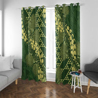 Green Aloha Hawaii Window Curtain Hawaiian Kakau Ohia Lehua Lei - Polynesian Pride