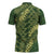 Green Aloha Hawaii Zipper Polo Shirt Hawaiian Kakau Ohia Lehua Lei - Polynesian Pride