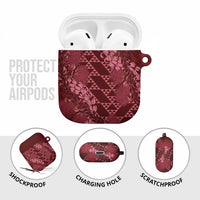 Maroon Aloha Hawaii AirPods Case Hawaiian Kakau Ohia Lehua Lei - Polynesian Pride