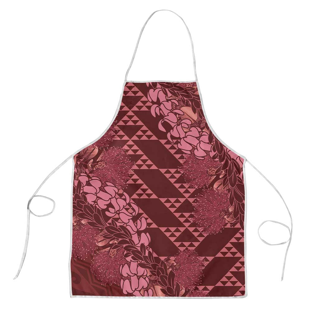 Maroon Aloha Hawaii Apron Hawaiian Kakau Ohia Lehua Lei - Polynesian Pride