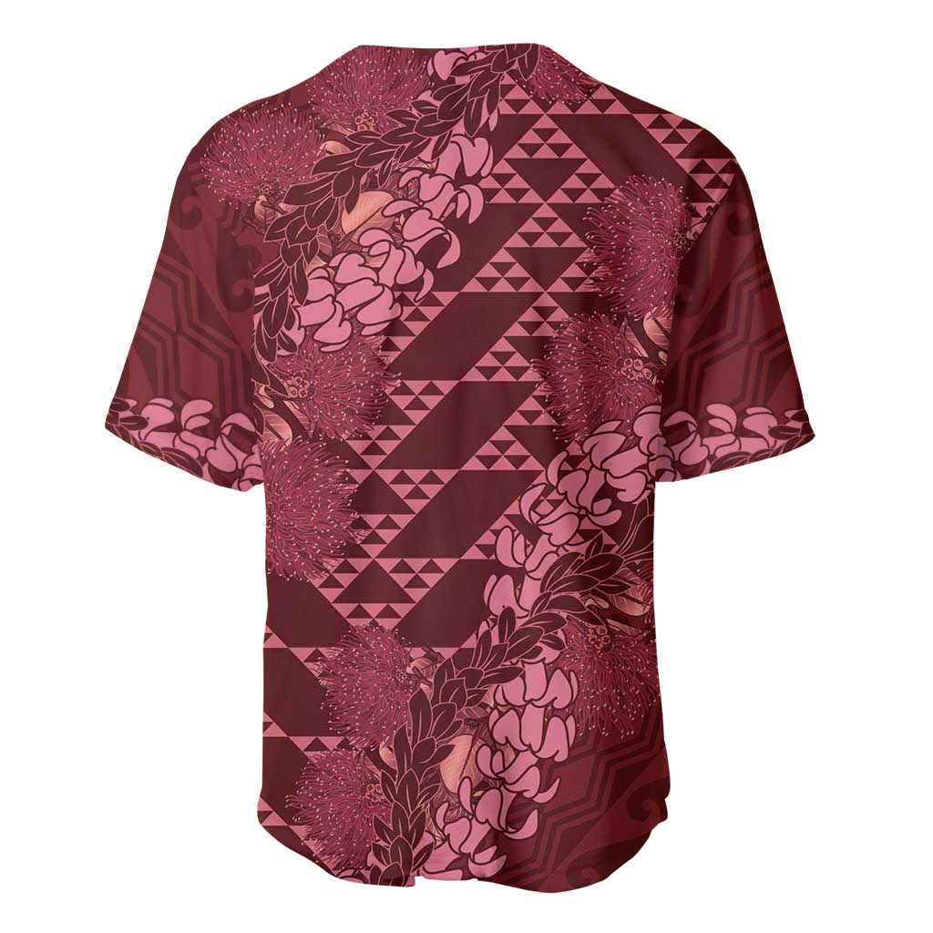 Maroon Aloha Hawaii Baseball Jersey Hawaiian Kakau Ohia Lehua Lei - Polynesian Pride