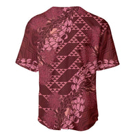 Maroon Aloha Hawaii Baseball Jersey Hawaiian Kakau Ohia Lehua Lei - Polynesian Pride