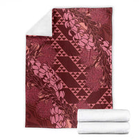 Maroon Aloha Hawaii Blanket Hawaiian Kakau Ohia Lehua Lei - Polynesian Pride