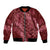 Maroon Aloha Hawaii Bomber Jacket Hawaiian Kakau Ohia Lehua Lei - Polynesian Pride