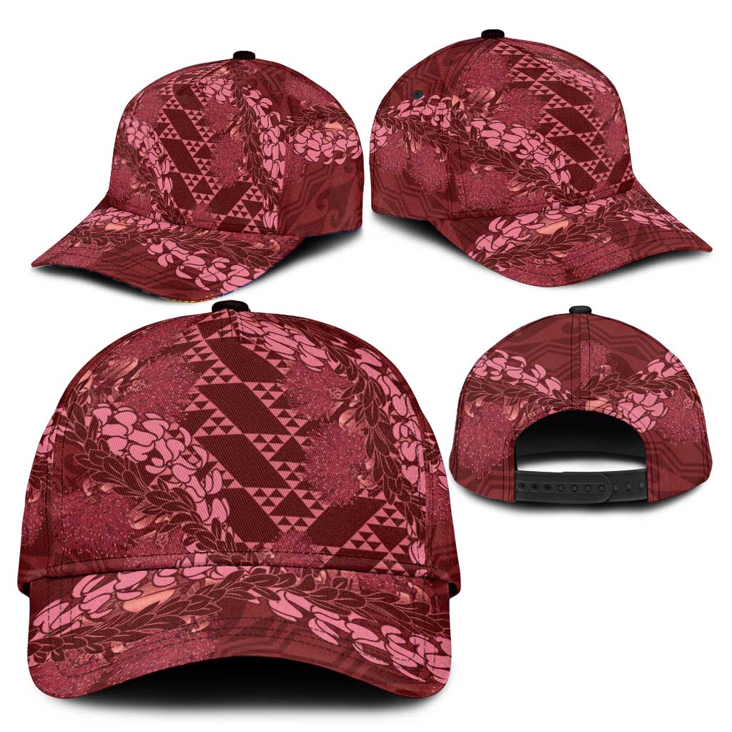 Maroon Aloha Hawaii Classic Cap Hawaiian Kakau Ohia Lehua Lei - Polynesian Pride