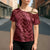 Maroon Aloha Hawaii Cross Shoulder Shirt Hawaiian Kakau Ohia Lehua Lei - Polynesian Pride