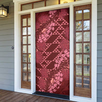 Maroon Aloha Hawaii Door Cover Hawaiian Kakau Ohia Lehua Lei - Polynesian Pride