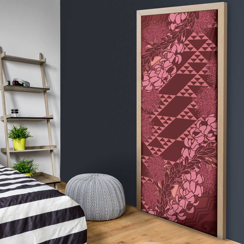 Maroon Aloha Hawaii Door Cover Hawaiian Kakau Ohia Lehua Lei - Polynesian Pride