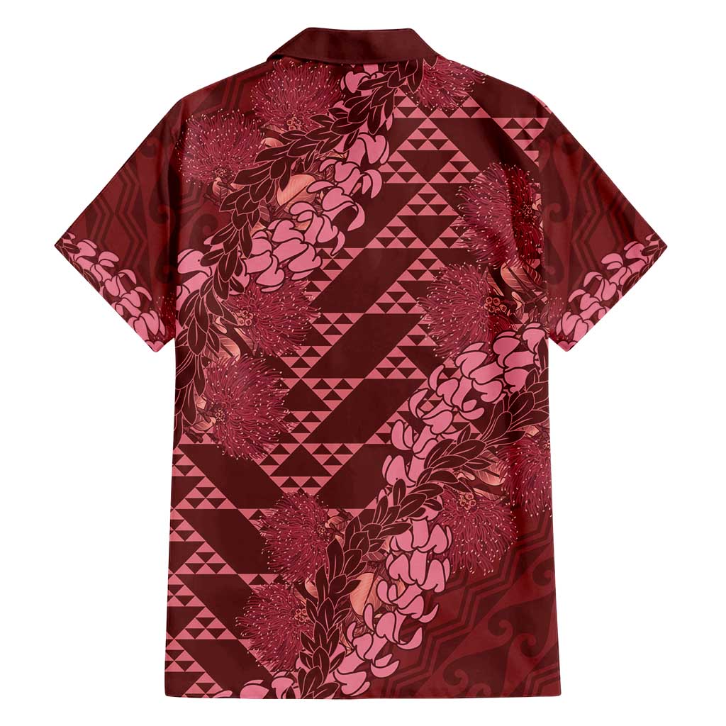 Maroon Aloha Hawaii Family Matching Long Sleeve Bodycon Dress and Hawaiian Shirt Hawaiian Kakau Ohia Lehua Lei - Polynesian Pride