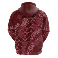 Maroon Aloha Hawaii Hoodie Hawaiian Kakau Ohia Lehua Lei - Polynesian Pride