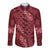 Maroon Aloha Hawaii Long Sleeve Button Shirt Hawaiian Kakau Ohia Lehua Lei - Polynesian Pride