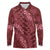 Maroon Aloha Hawaii Long Sleeve Polo Shirt Hawaiian Kakau Ohia Lehua Lei - Polynesian Pride