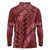 Maroon Aloha Hawaii Long Sleeve Polo Shirt Hawaiian Kakau Ohia Lehua Lei - Polynesian Pride