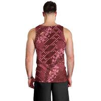 Maroon Aloha Hawaii Men Tank Top Hawaiian Kakau Ohia Lehua Lei - Polynesian Pride