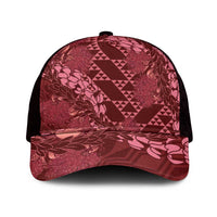Maroon Aloha Hawaii Mesh Trucker Cap Hawaiian Kakau Ohia Lehua Lei - Polynesian Pride