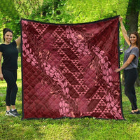 Maroon Aloha Hawaii Quilt Hawaiian Kakau Ohia Lehua Lei - Polynesian Pride
