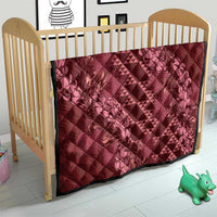 Maroon Aloha Hawaii Quilt Hawaiian Kakau Ohia Lehua Lei - Polynesian Pride