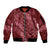 Maroon Aloha Hawaii Sleeve Zip Bomber Jacket Hawaiian Kakau Ohia Lehua Lei - Polynesian Pride