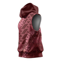 Maroon Aloha Hawaii Sleeveless Hoodie Hawaiian Kakau Ohia Lehua Lei - Polynesian Pride
