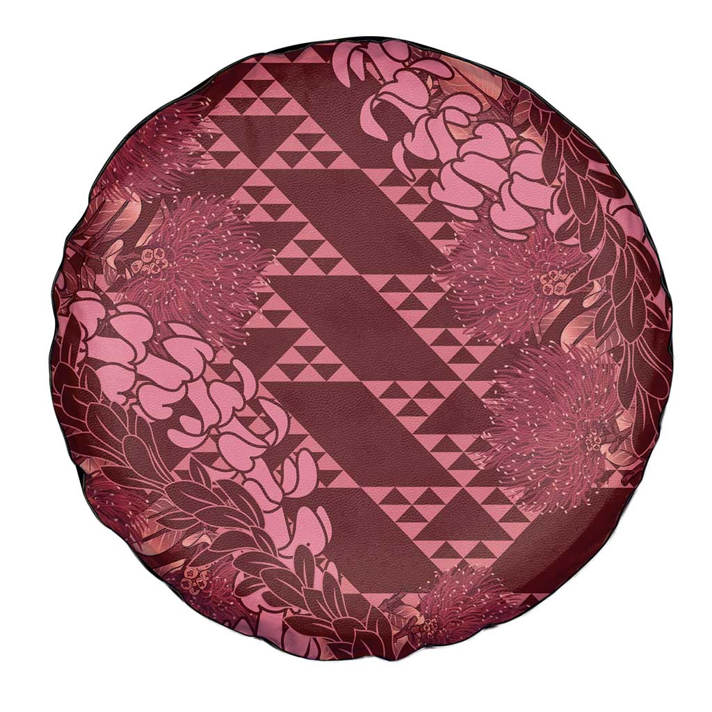 Maroon Aloha Hawaii Spare Tire Cover Hawaiian Kakau Ohia Lehua Lei - Polynesian Pride