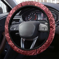 Maroon Aloha Hawaii Steering Wheel Cover Hawaiian Kakau Ohia Lehua Lei - Polynesian Pride