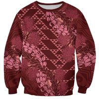 Maroon Aloha Hawaii Sweatshirt Hawaiian Kakau Ohia Lehua Lei - Polynesian Pride