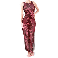 Maroon Aloha Hawaii Tank Maxi Dress Hawaiian Kakau Ohia Lehua Lei - Polynesian Pride