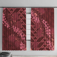 Maroon Aloha Hawaii Window Curtain Hawaiian Kakau Ohia Lehua Lei - Polynesian Pride