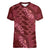 Maroon Aloha Hawaii Women V-Neck T-Shirt Hawaiian Kakau Ohia Lehua Lei - Polynesian Pride