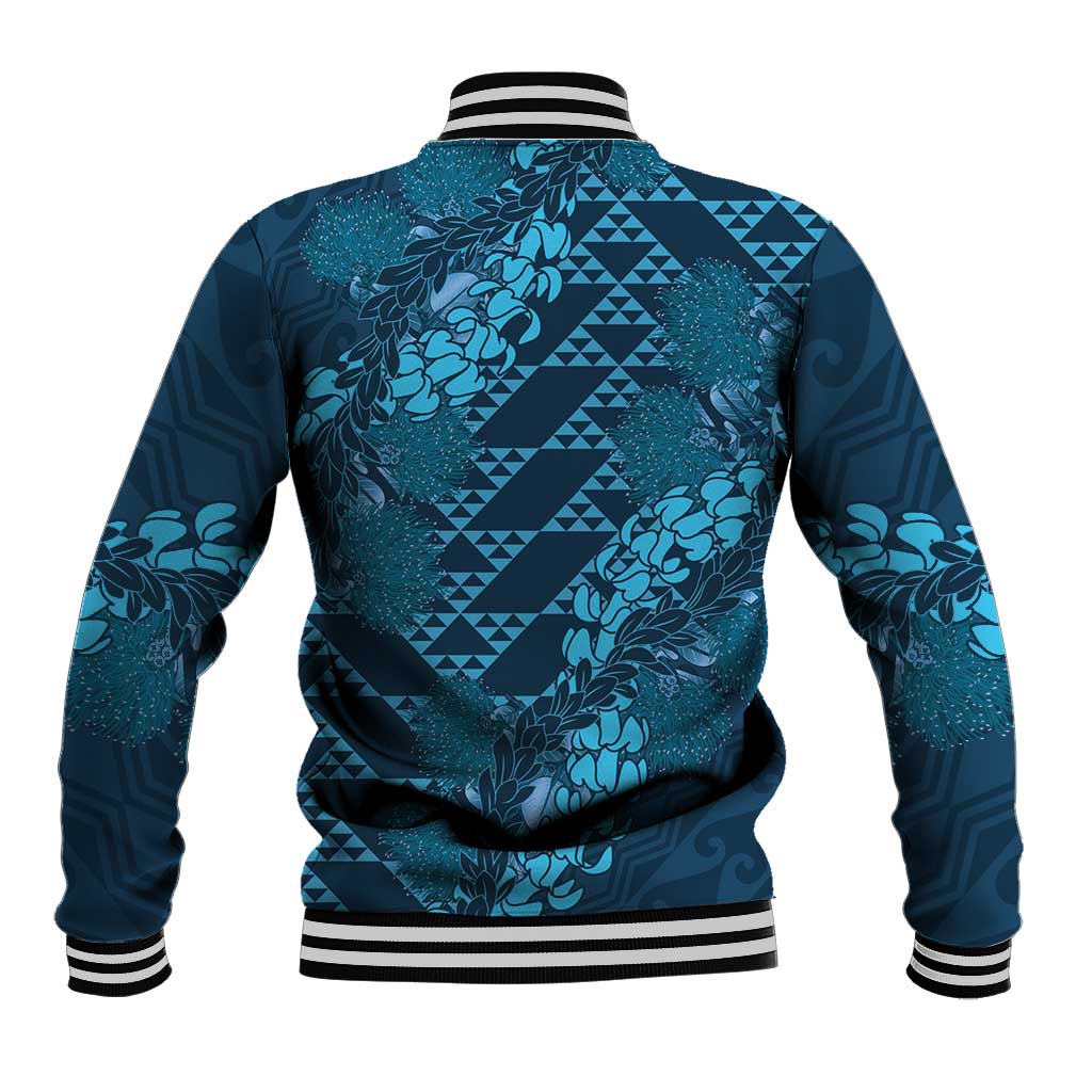 Naval Night Aloha Hawaii Baseball Jacket Hawaiian Kakau Ohia Lehua Lei - Polynesian Pride