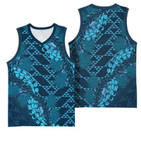Naval Night Aloha Hawaii Basketball Jersey Hawaiian Kakau Ohia Lehua Lei - Polynesian Pride