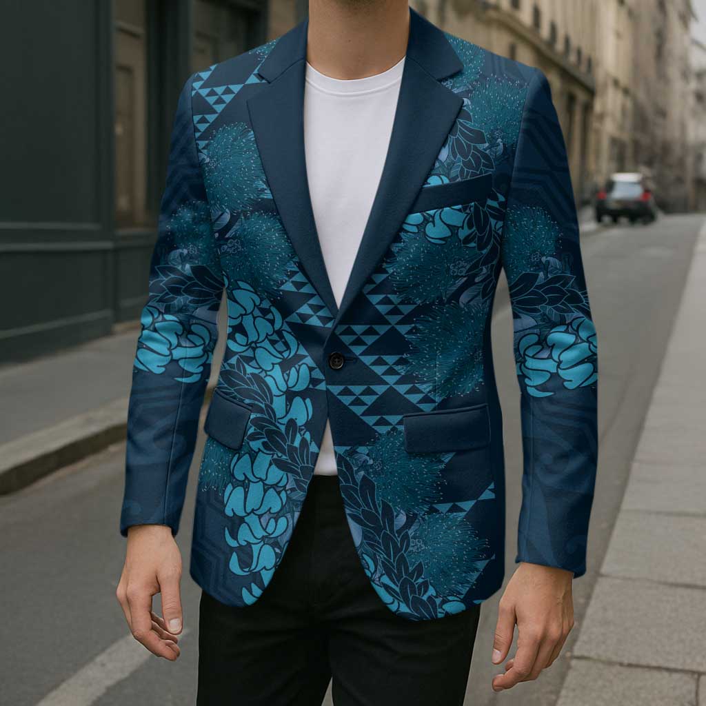 Naval Night Aloha Hawaii Blazer Hawaiian Kakau Ohia Lehua Lei - Polynesian Pride