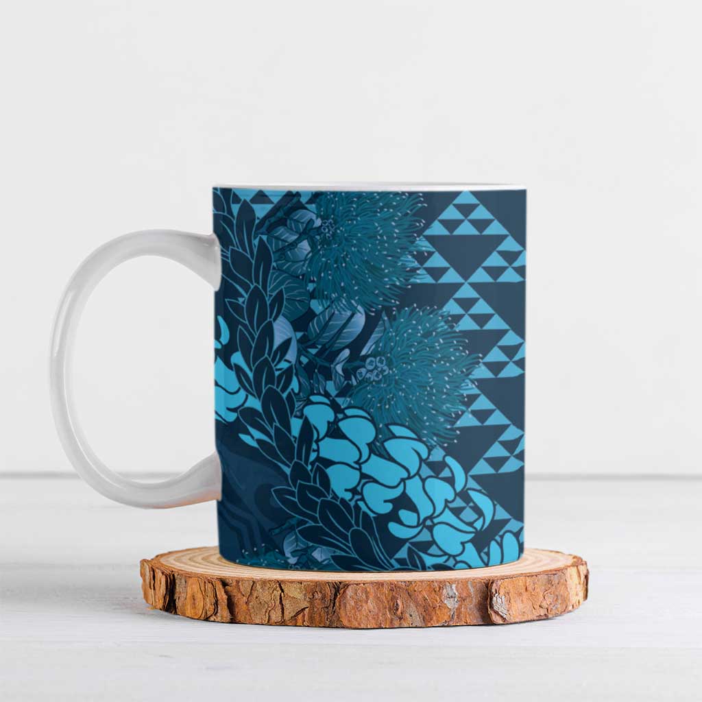 Naval Night Aloha Hawaii Ceramic Mug Hawaiian Kakau Ohia Lehua Lei - Polynesian Pride