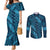 Naval Night Aloha Hawaii Couples Matching Mermaid Dress and Long Sleeve Button Shirt Hawaiian Kakau Ohia Lehua Lei - Polynesian Pride
