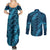 Naval Night Aloha Hawaii Couples Matching Summer Maxi Dress and Long Sleeve Button Shirt Hawaiian Kakau Ohia Lehua Lei - Polynesian Pride