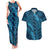 Naval Night Aloha Hawaii Couples Matching Tank Maxi Dress and Hawaiian Shirt Hawaiian Kakau Ohia Lehua Lei - Polynesian Pride