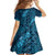 Naval Night Aloha Hawaii Family Matching Off The Shoulder Long Sleeve Dress and Hawaiian Shirt Hawaiian Kakau Ohia Lehua Lei - Polynesian Pride