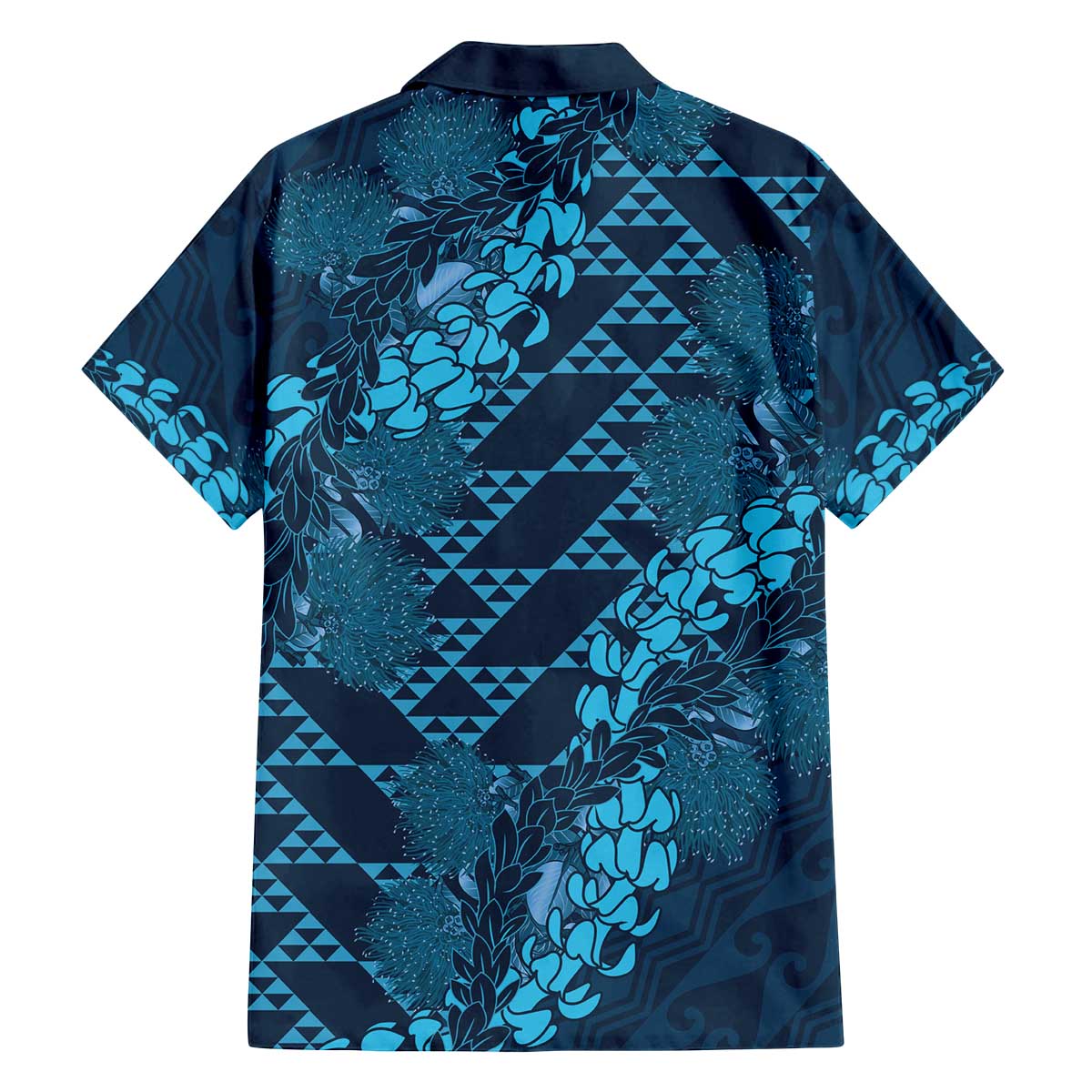 Naval Night Aloha Hawaii Family Matching Off The Shoulder Long Sleeve Dress and Hawaiian Shirt Hawaiian Kakau Ohia Lehua Lei - Polynesian Pride