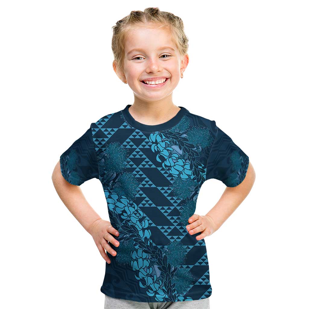 Naval Night Aloha Hawaii Kid T Shirt Hawaiian Kakau Ohia Lehua Lei - Polynesian Pride