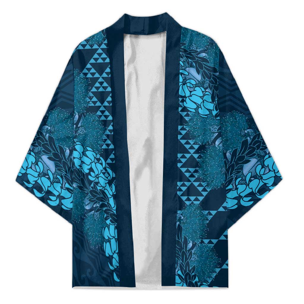 Naval Night Aloha Hawaii Kimono Hawaiian Kakau Ohia Lehua Lei - Polynesian Pride