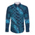 Naval Night Aloha Hawaii Long Sleeve Button Shirt Hawaiian Kakau Ohia Lehua Lei - Polynesian Pride